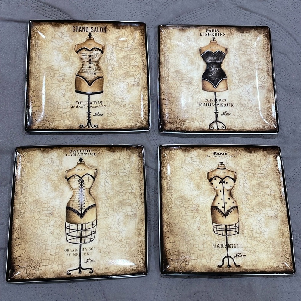 French Paris theme dessert plates